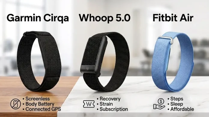 Garmin Cirqa vs. Whoop 5.0 vs. Fitbit Air