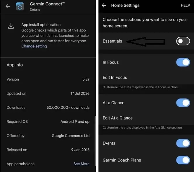 Garmin Connect 5.27 Brings Essentials feature